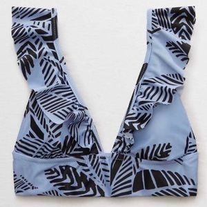 Aero swim | ruffle longline top | blue palm